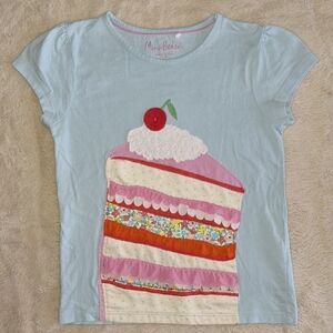 Mini Boden Light Blue T-Shirt with Cake Slice Design